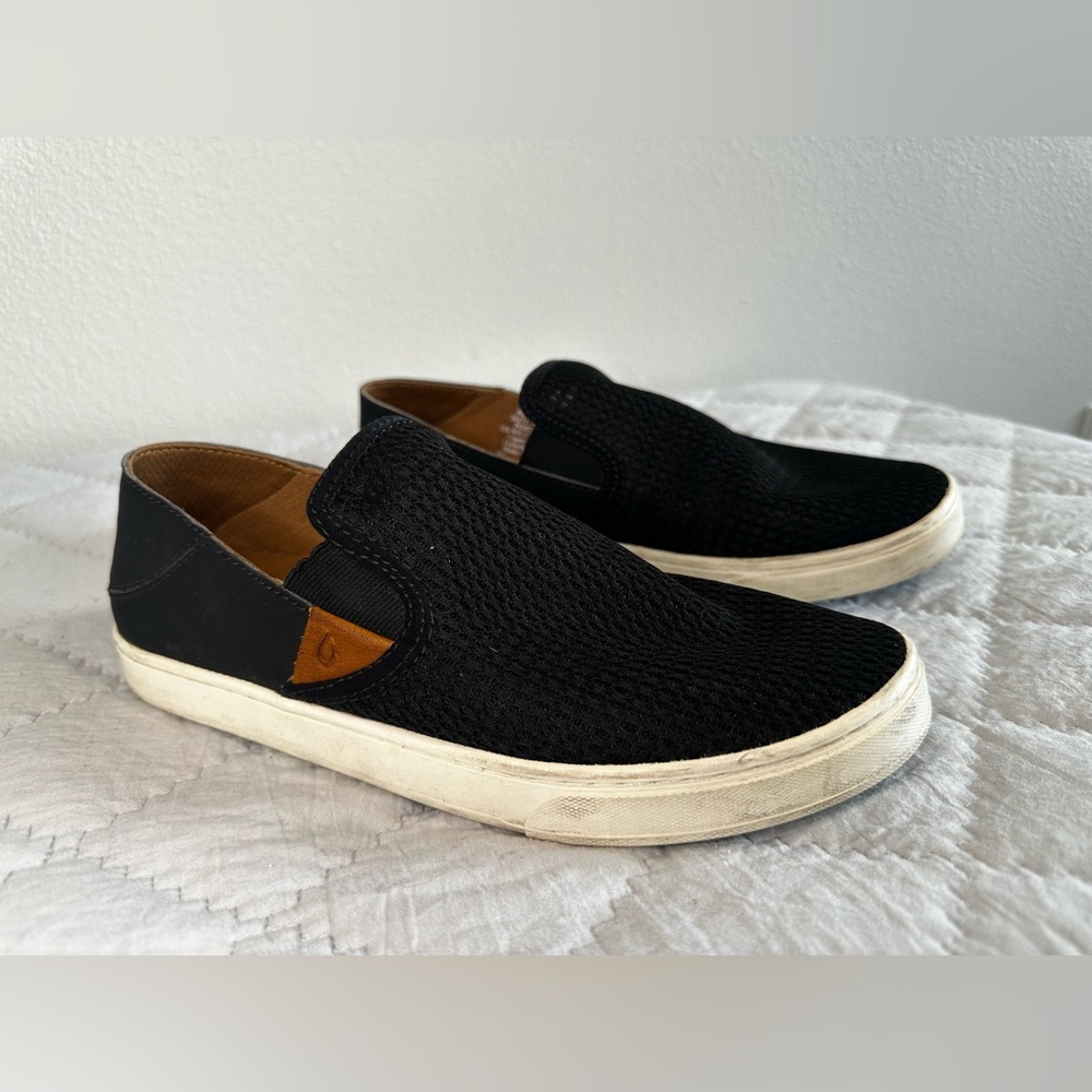 OluKai Pehuea Slip On Loafers BLACK Sz 8.5 - Picture 2 of 8